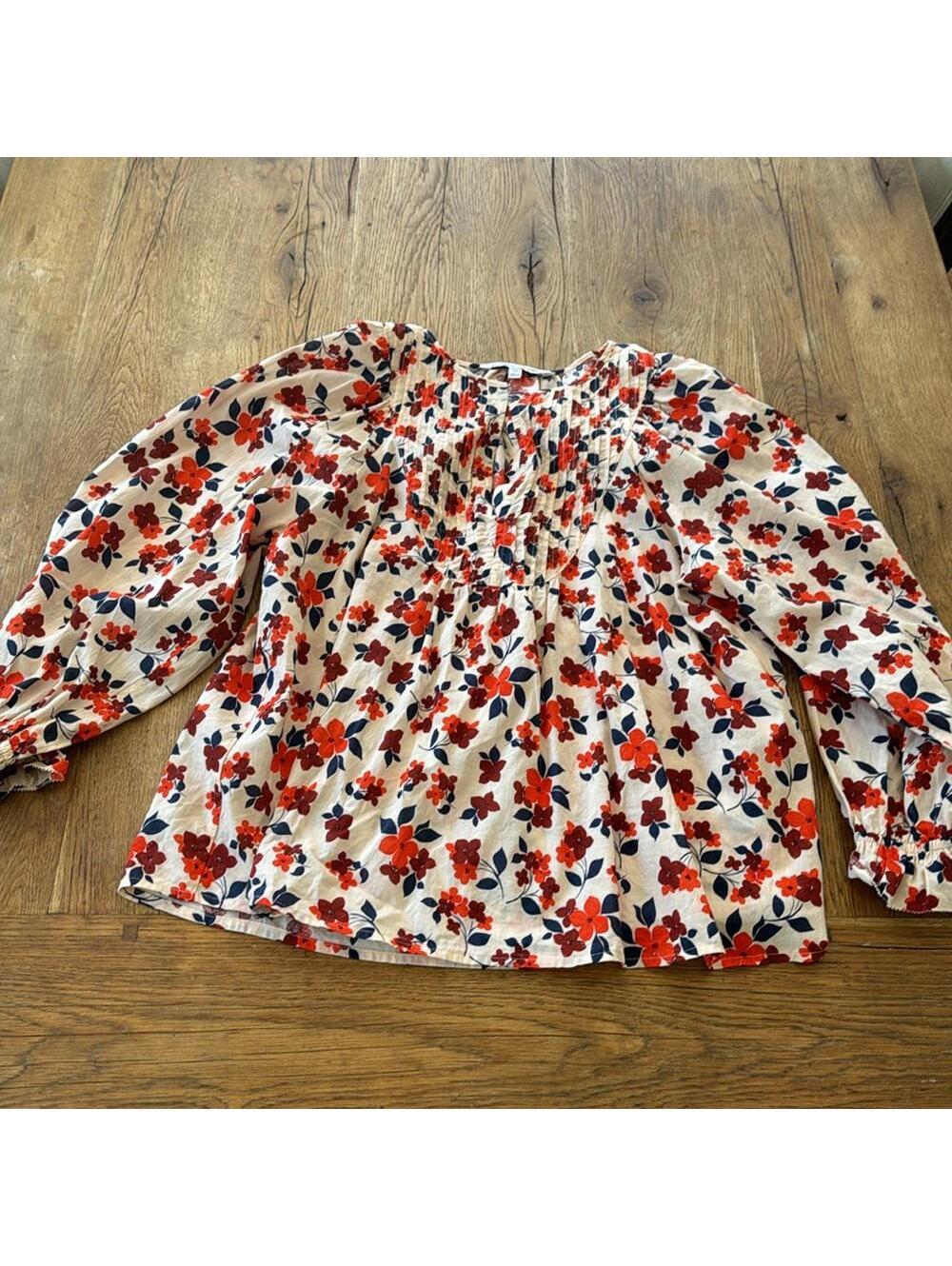 Elizabeth and James Floral Pintuck Blouse SZ XS